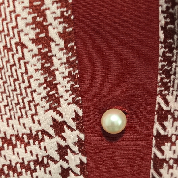 Christian Siriano Wine and Cream Knit Cardigan With Pearl Buttons Size Large - Picture 8 of 12